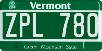 VT license plate ZPL780