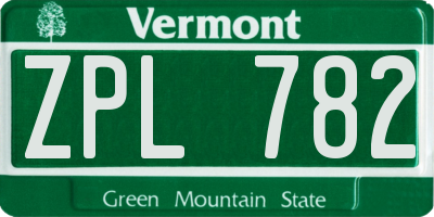 VT license plate ZPL782