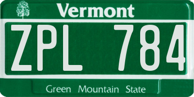 VT license plate ZPL784