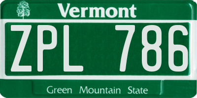VT license plate ZPL786