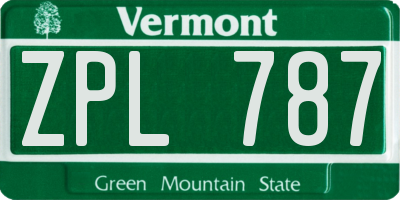 VT license plate ZPL787