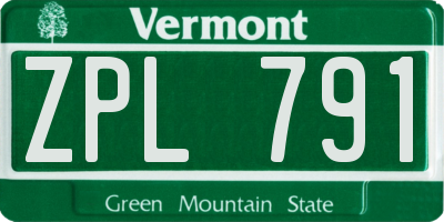 VT license plate ZPL791