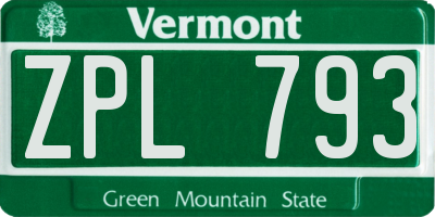 VT license plate ZPL793
