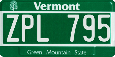 VT license plate ZPL795