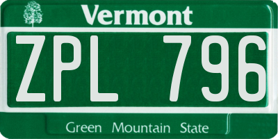 VT license plate ZPL796