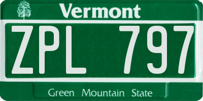 VT license plate ZPL797