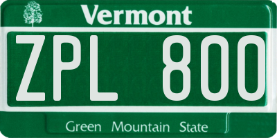 VT license plate ZPL800
