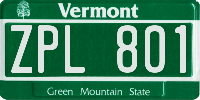 VT license plate ZPL801