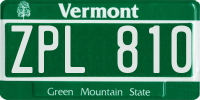 VT license plate ZPL810