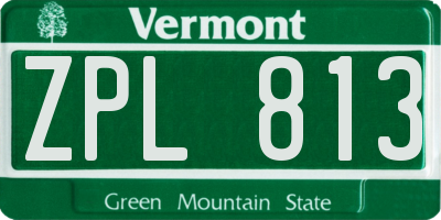 VT license plate ZPL813