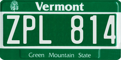 VT license plate ZPL814
