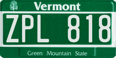VT license plate ZPL818
