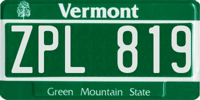 VT license plate ZPL819
