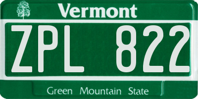 VT license plate ZPL822