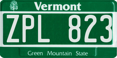 VT license plate ZPL823