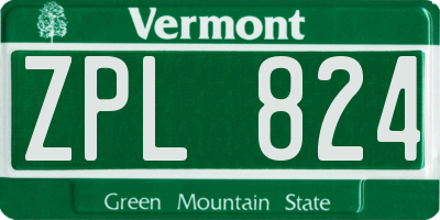 VT license plate ZPL824