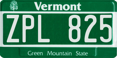 VT license plate ZPL825