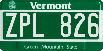 VT license plate ZPL826