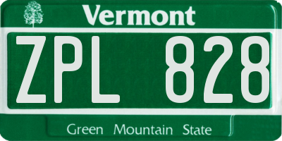 VT license plate ZPL828