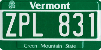 VT license plate ZPL831