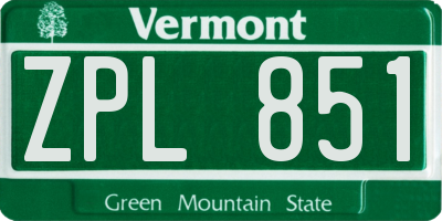 VT license plate ZPL851
