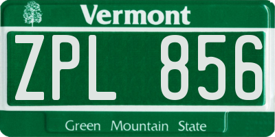 VT license plate ZPL856