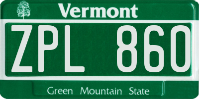 VT license plate ZPL860