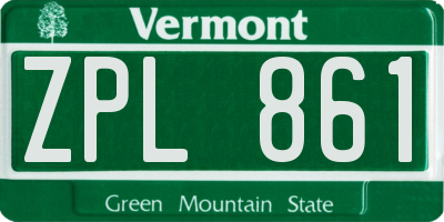 VT license plate ZPL861