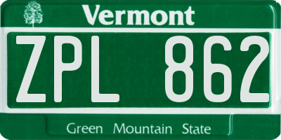 VT license plate ZPL862