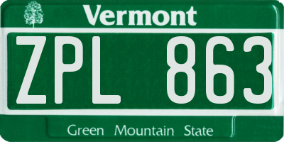 VT license plate ZPL863