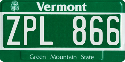 VT license plate ZPL866