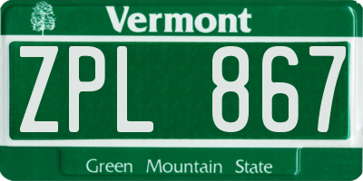 VT license plate ZPL867