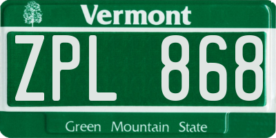 VT license plate ZPL868