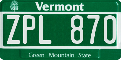 VT license plate ZPL870