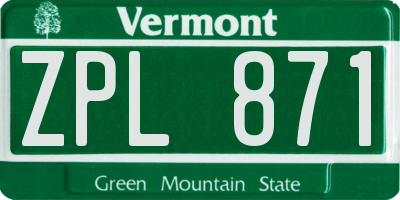 VT license plate ZPL871