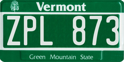 VT license plate ZPL873