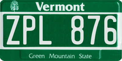 VT license plate ZPL876