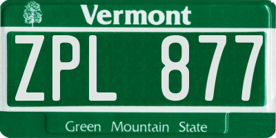 VT license plate ZPL877