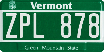 VT license plate ZPL878