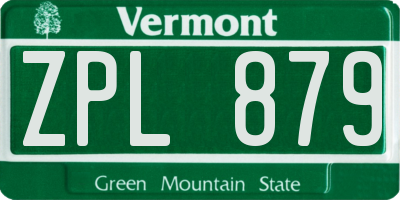 VT license plate ZPL879