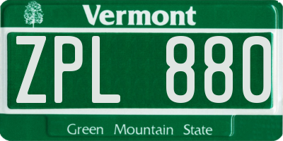 VT license plate ZPL880