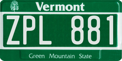 VT license plate ZPL881