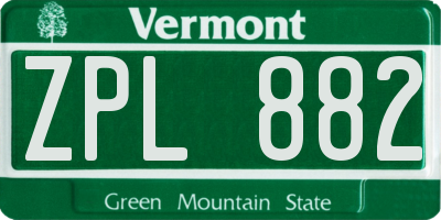 VT license plate ZPL882