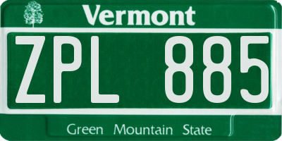 VT license plate ZPL885