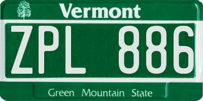 VT license plate ZPL886