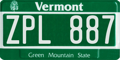VT license plate ZPL887