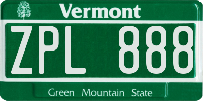 VT license plate ZPL888