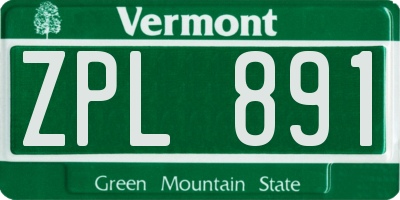 VT license plate ZPL891