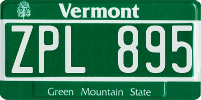 VT license plate ZPL895