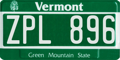 VT license plate ZPL896